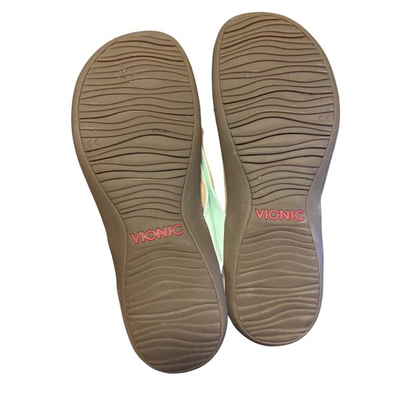 Vionic Womens Mint Green Bow Detail Sandals Size 8 Comfortable Arch Support Slip - Picture 5 of 6